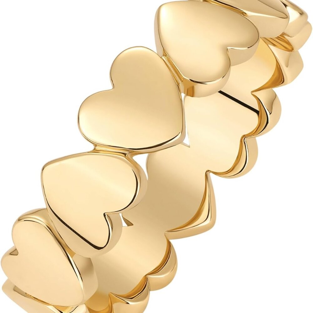 14K Gold Plated Heart Stackable Rings for Women | Love Valentines Statement Chun
